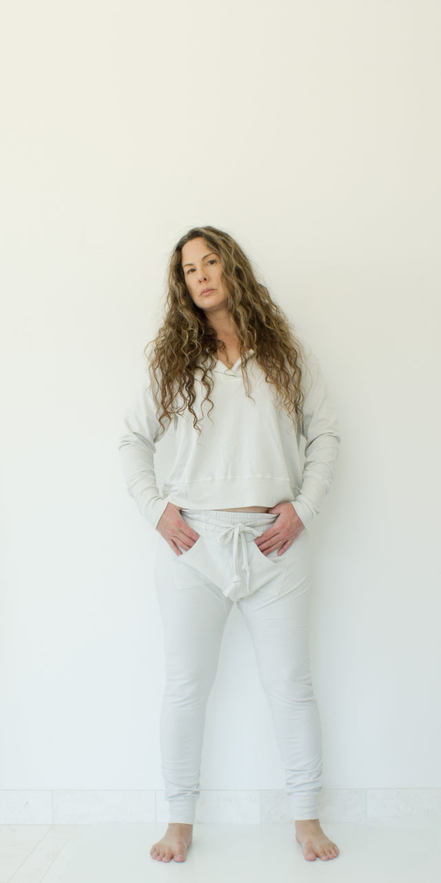 Raglan Oversized Hooded Sweatshirt - Gray Stone