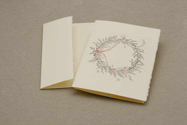 Holly Wreath Watercolor Card Pack of 5