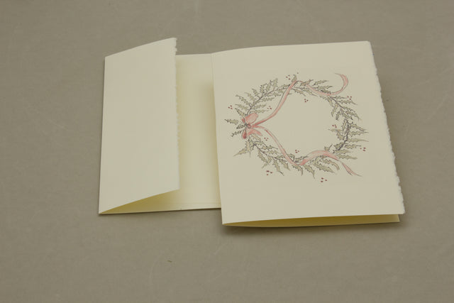 Holly Wreath Watercolor Card Pack of 5