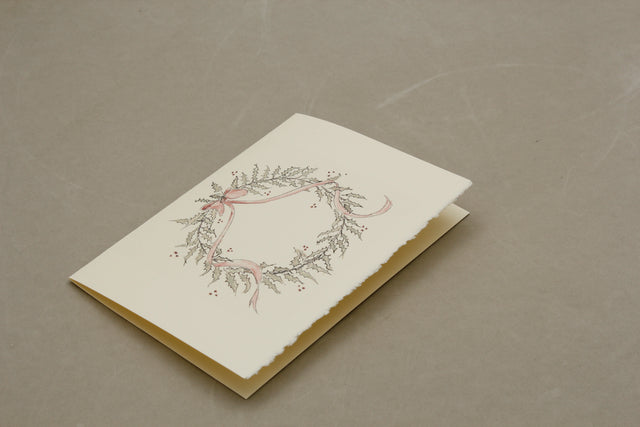Holly Wreath Watercolor Card Pack of 5