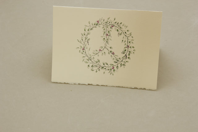 May There Be Peace In The World Wreath Watercolor Card Pack of 5